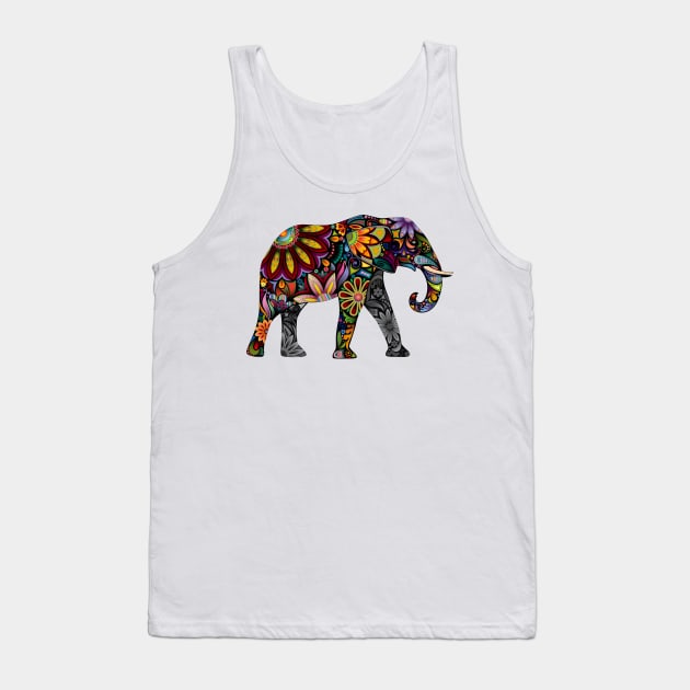 Colorful elephant in patterned design Tank Top by pickledpossums